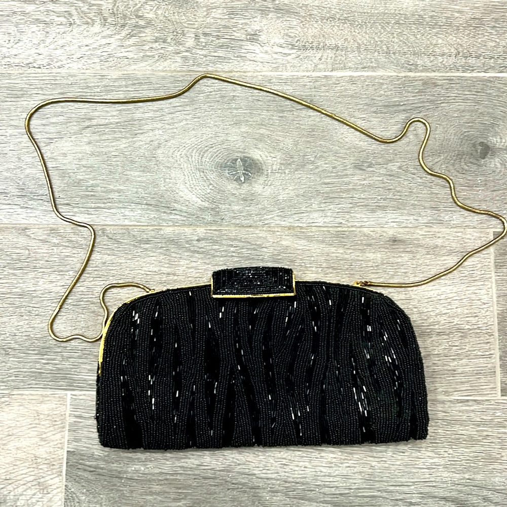 Vintage beaded black handbag